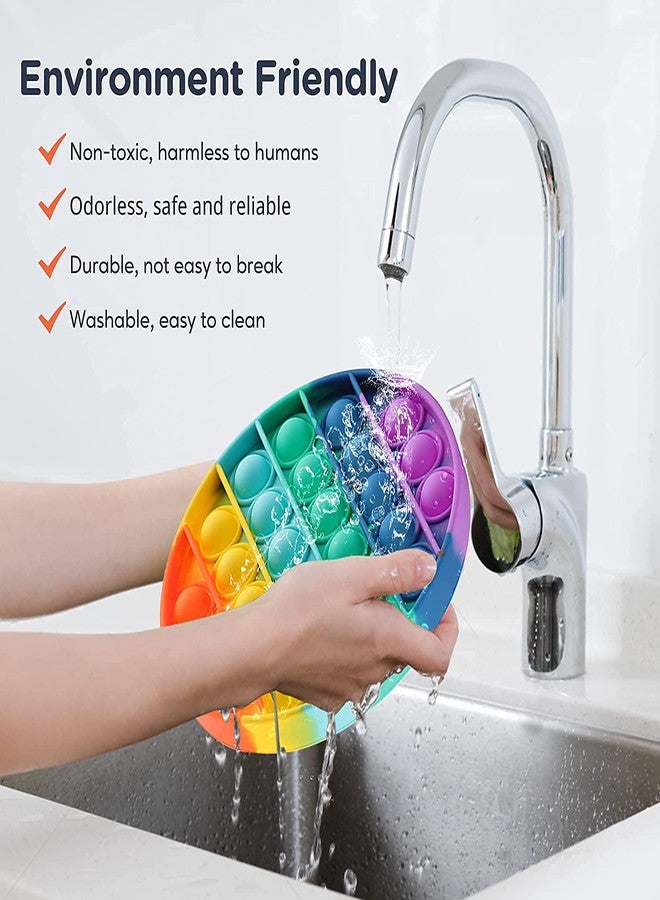 AKRIZA Push Bubble Fidget Toy, Bubble Game with Popping Sound Silicone Sensory Toy Anxiety Stress Reliever Autism Learning Materials Gift for Kids Teens Adults (Rainbow 3-Pack) - Image 2